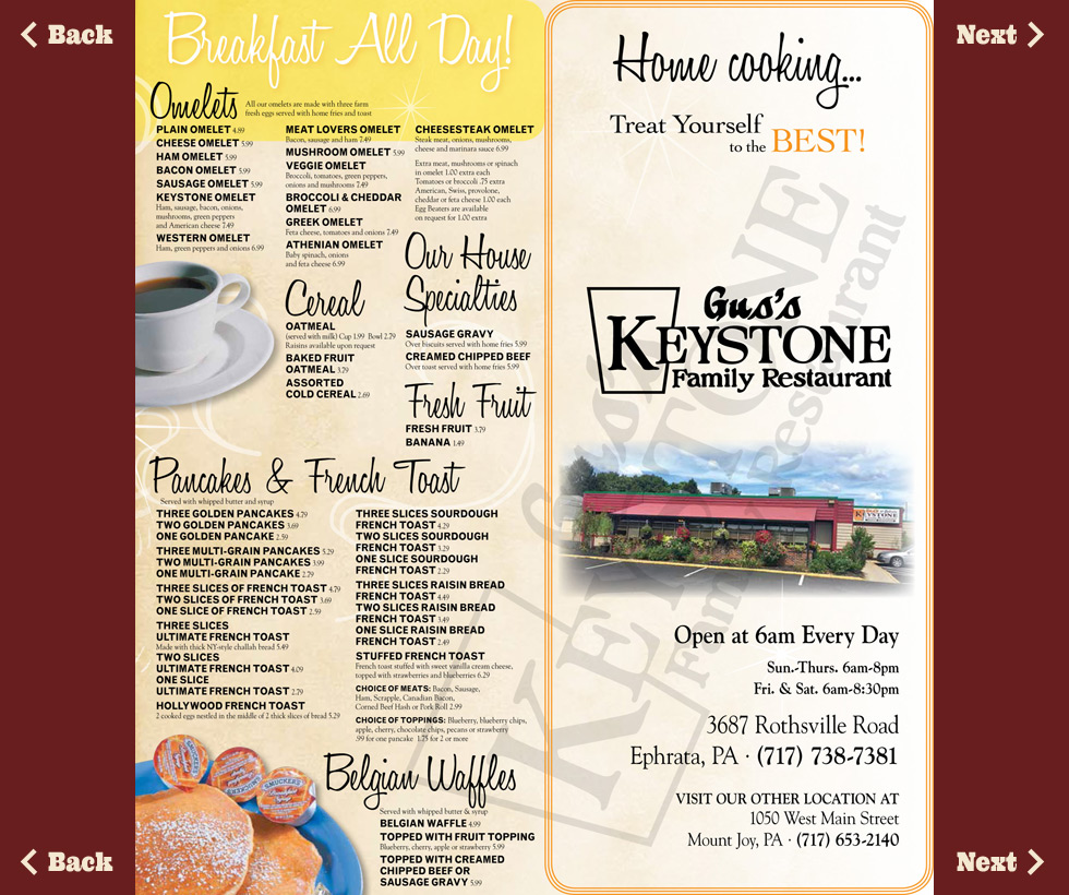 Our Menu Gus's Keystone Restaurant