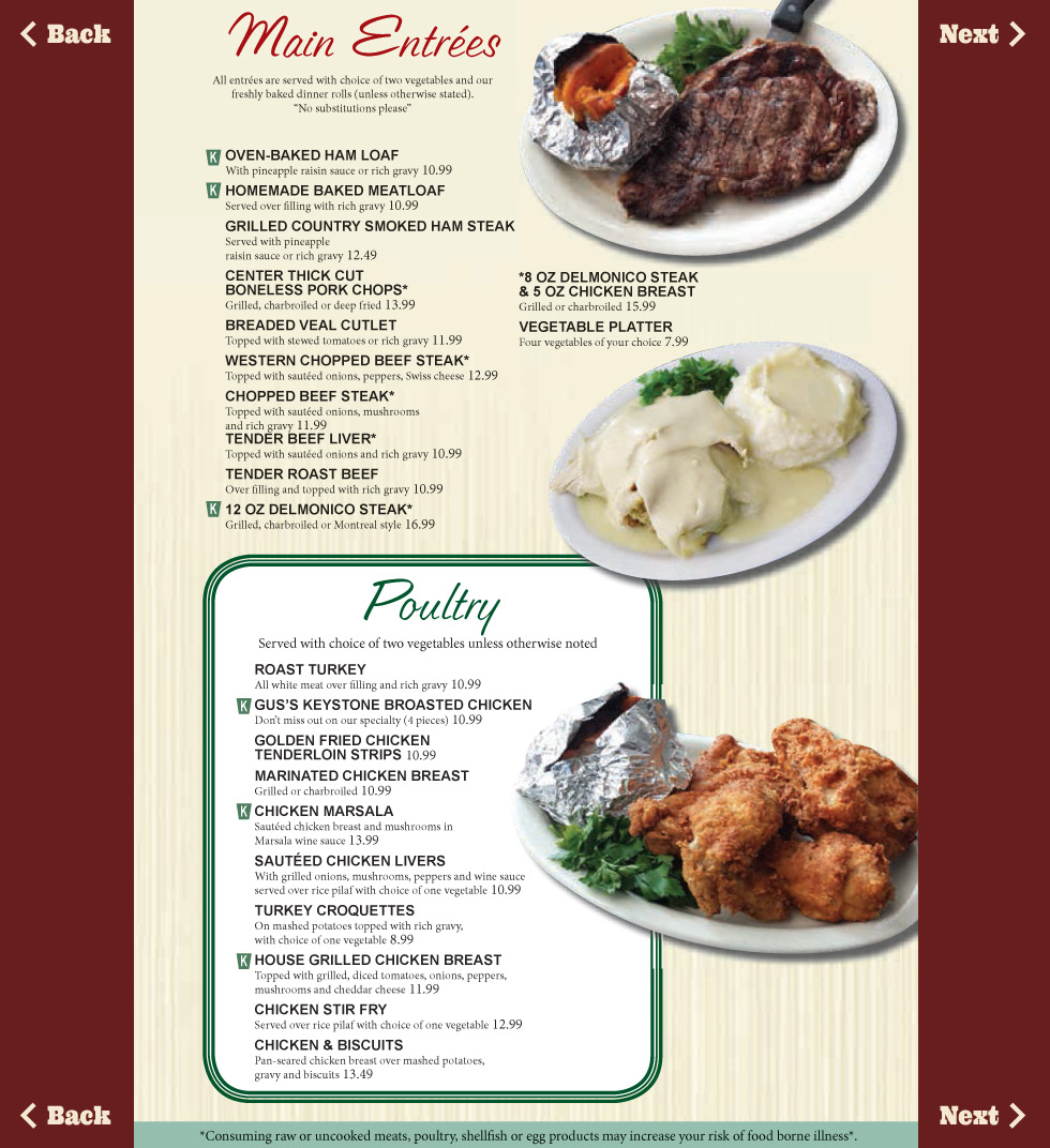 Our Menu Gus's Keystone Restaurant