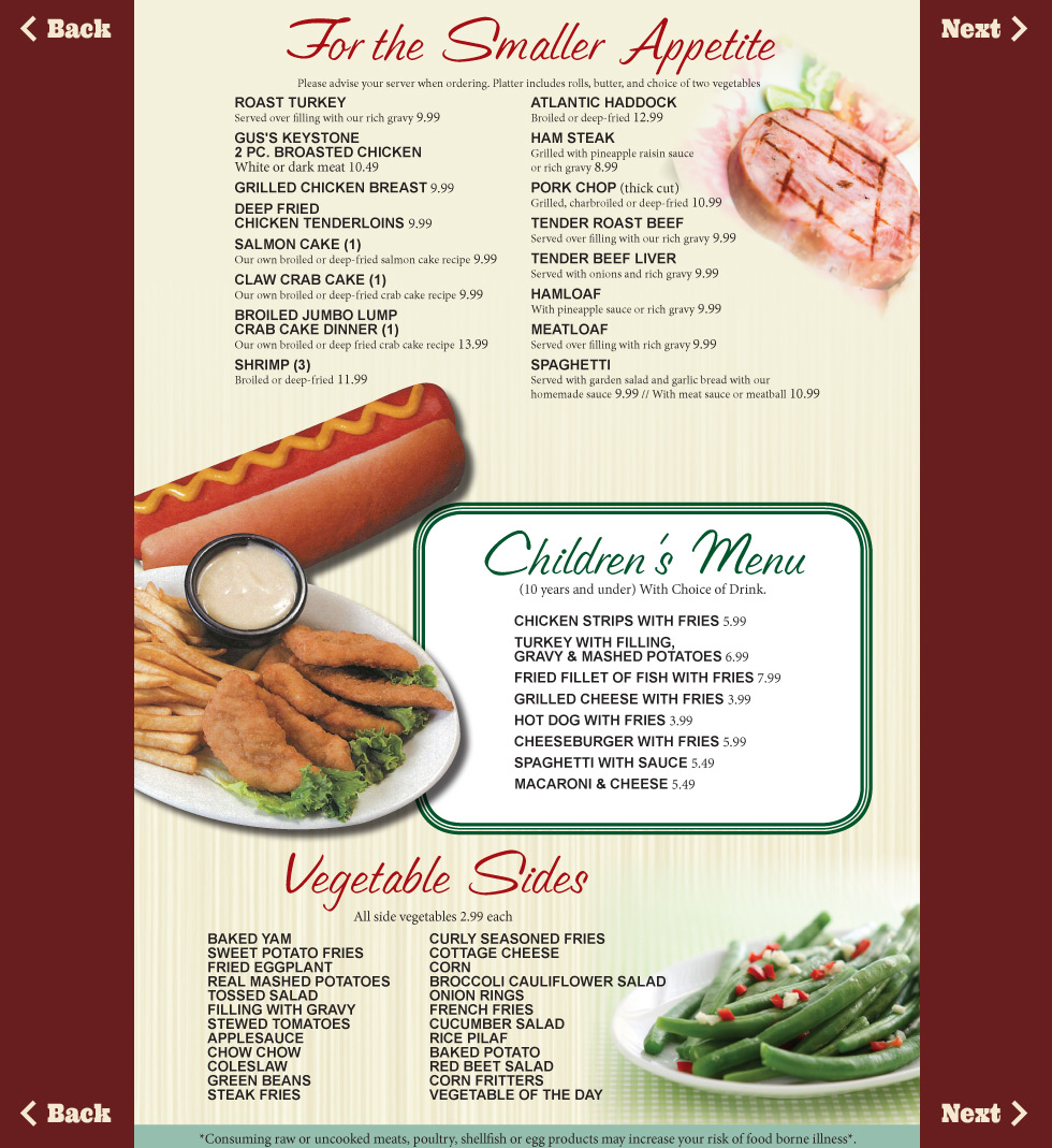 Our Menu Gus's Keystone Restaurant
