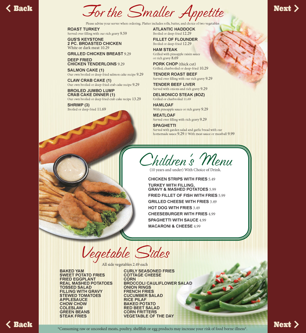 Our Menu | Gus&rsquo;s Keystone Restaurant